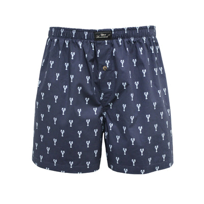 Navy Lobster design Men´s Woven Cotton Boxer Shorts - Hommard