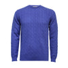 Royal Blue Men´s Cashmere Crew Neck Cable Sweater - Hommard