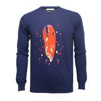 Navy Crew Neck Lobster Claw Intarsia - Hommard