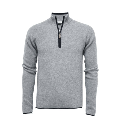Silver Grey Men´s Cashmere Zip Neck Sweater Verbier in pique stitch - Hommard