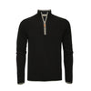 Men´s Cashmere black Zip Neck Sweater Verbier in pique stitch - Hommard